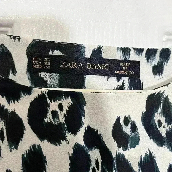 ZARA BASIC Gray Animal Print Layered long sleeve Top  | size XSMALL - Picture 2 of 7